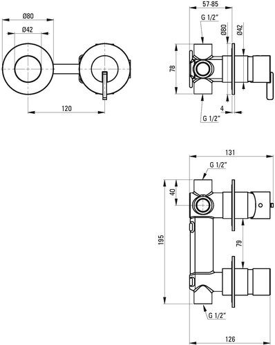 Deante Silia Steel Смеситель скрытого монтажа 2-функц., горизонтальный, браш. сталь