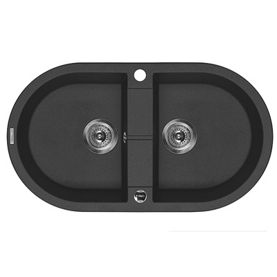  Deante Piva графитовый – мойка круглая 2 чаши, 780x440x180 мм + сифон