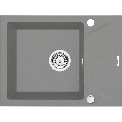 DEANTE EVORA серый металик - мойка 1 чаша с крылом, 590*440*180 мм + сифон SPACE SAVER