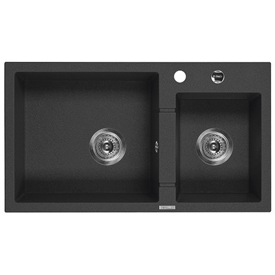 Deante Piva графитовый – мойка 2 чаши , 780x440x180 мм + сифон