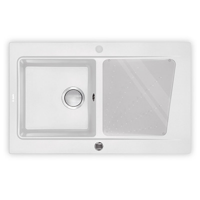 Deante Modern алебастр – мойка 1 чаша с крылом, 860x520x200 мм + сифон SPACE SAVER