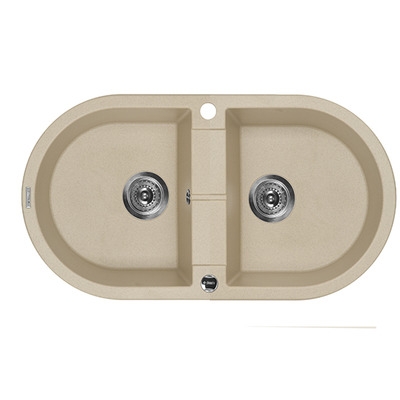 Deante Piva песочный – мойка круглая 2 чаши, 780x440x180 мм + сифон