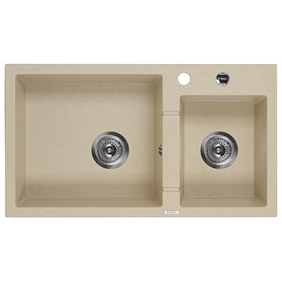Deante Piva песочный – мойка 1,5 чаши, 780х440х180 мм + сифон