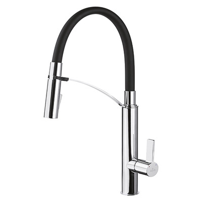 Смеситель для мойки Deante Gerbera с вытягивающимся изливом, хром-черный