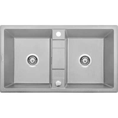 DEANTE ERIDAN серый металик - мойка 2 чаши, 860*500*200 мм + сифон SPACE SAVER