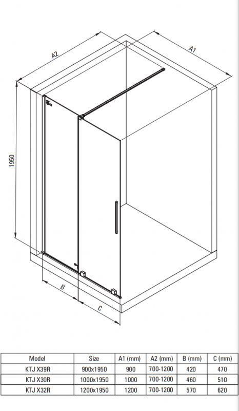 Deante Jasmin Walk-In Душевая стенка раздвижная, стекло прозрачное, 100х195см