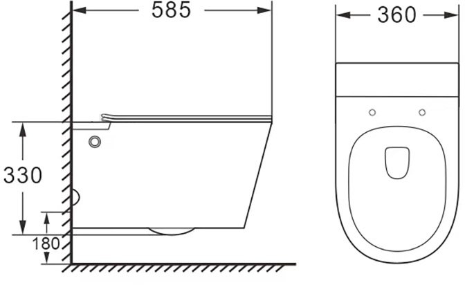 Подвесной унитаз Roxen Grown  с импульсным смывом 57x36