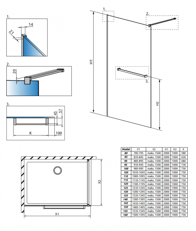 Душевое ограждение Modo New II с полотенцедержателем хром