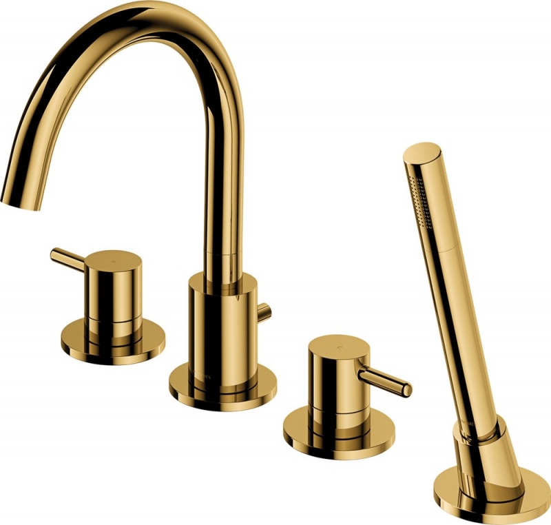 Omnires Y смеситель врезной на борт ванны, брашированное золото 