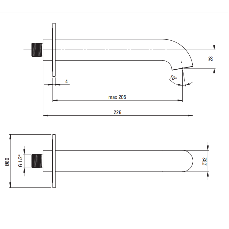 Излив для ванны Deante Silia, белый