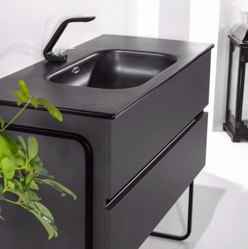 Тумба 80 см VALLESSI с керамической  раковиной + ножки