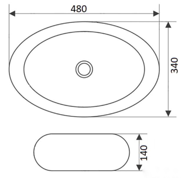 Умывальник чаша CeramaLux 48х34