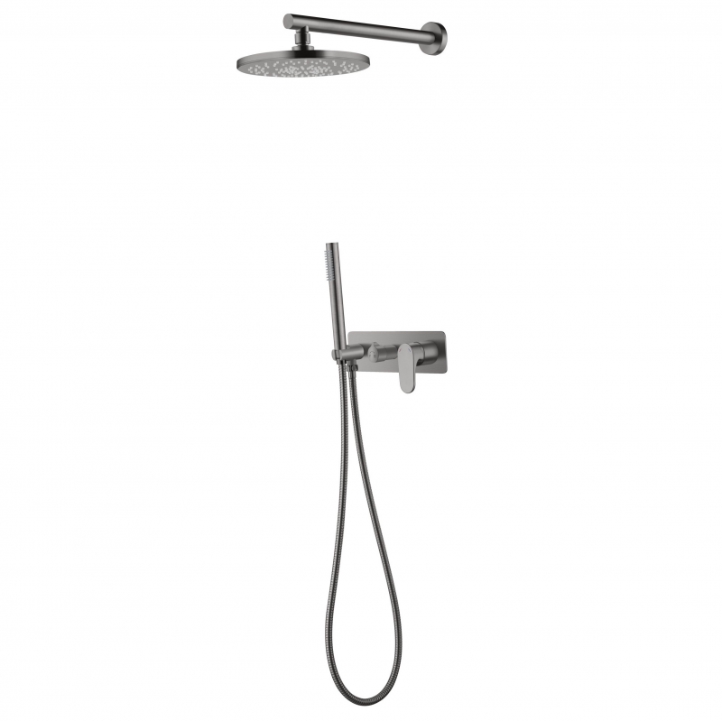 Смеситель встроенный с верхним и ручным душем Boheme Spectre графит