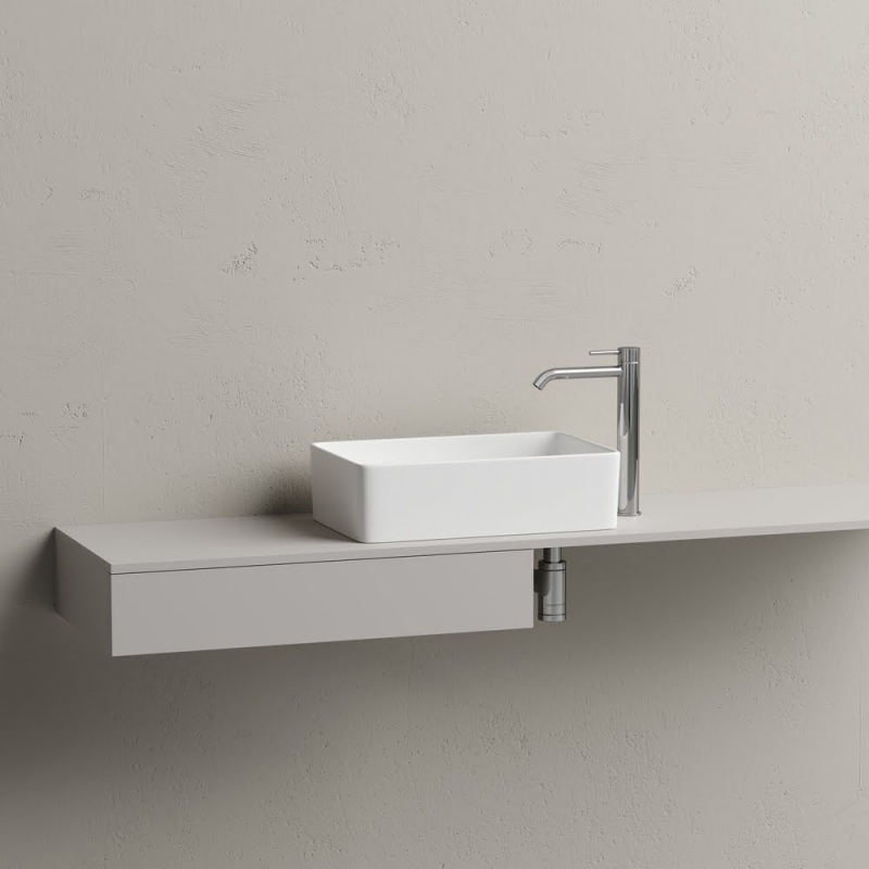 Раковина 48,5*30*13  Element CeramicaNova накладная со смещенным сливом прямоугольная