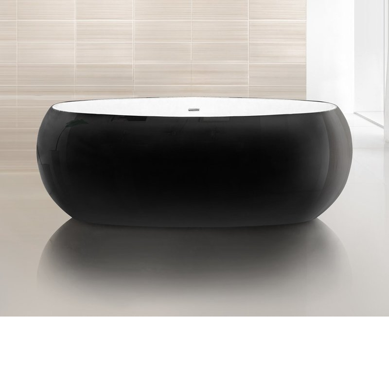 Свободностоящая акриловая ванна BelBagno. Овальная, цвет черный