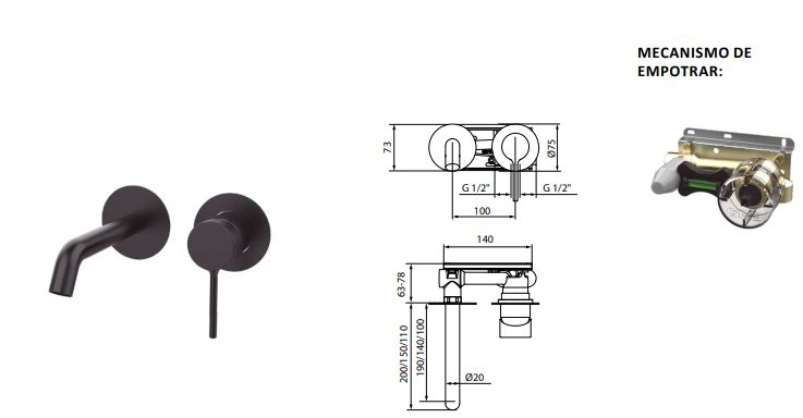 Смеситель для раковины GRB MIXERS time СКРЫТОГО МОНТАЖА