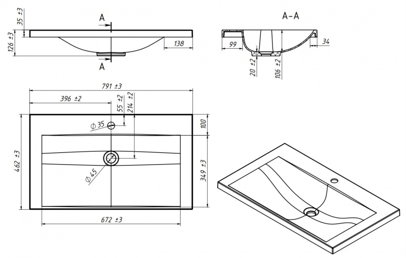 ТУМБА ПОДВЕСНАЯ МИНСК 80-02 с умывальником Порто