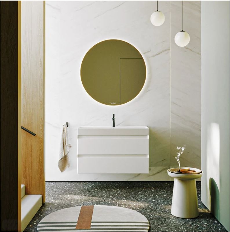 AQWELLA Geometria подвесная тумба с умывальником  100*45 см цвет белый матовый