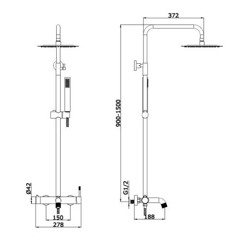 Душевая система Vieir V40-OMODEO графит