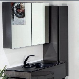 Зеркальный шкаф Vallessi 100х65см  антрацит матовый (Soft touth)