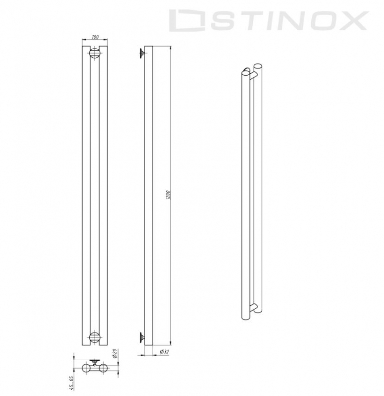 Полотенцесушитель Stinox MINORI DESIGN 100x1200 сатин, с комплектом подключения