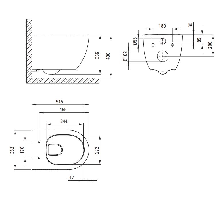 Deante Round Унитаз 52*36 подвесной безободковый с крышкой, белый