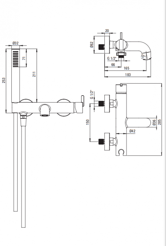 Deante Silia Смеситель для ванны, сатин