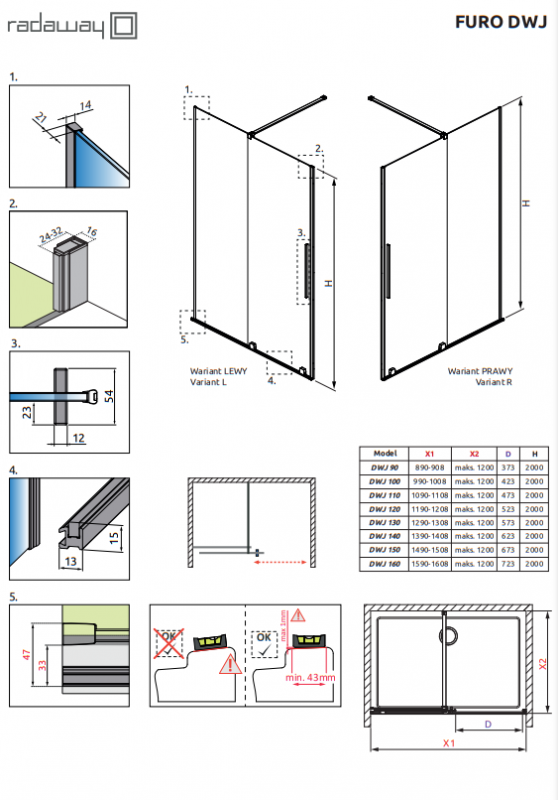  Душевая дверь Radaway FURO BRUSHED GUNMETAL DWJ