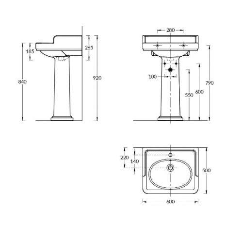 РАКОВИНА POMPEI ПОДВЕСНАЯ/МЕБЕЛЬНАЯ 60*50, БЕЛАЯ ГЛЯНЦЕВАЯ