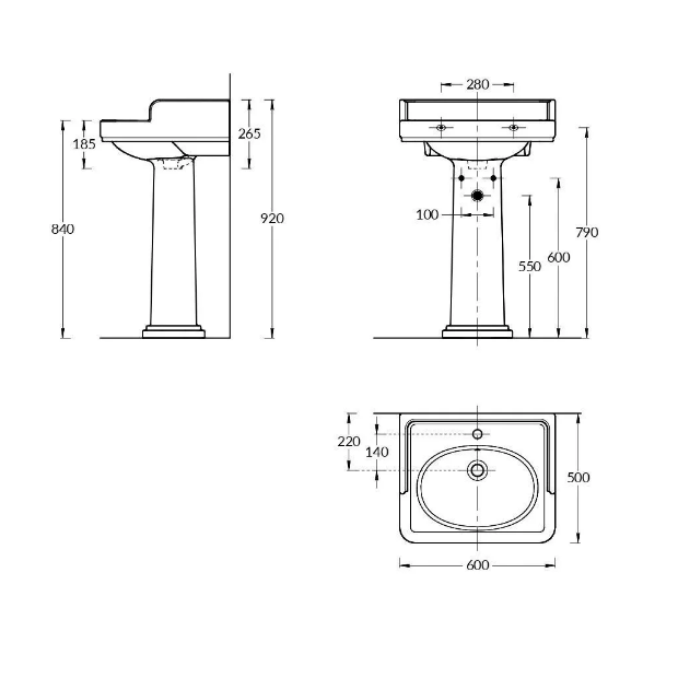 РАКОВИНА POMPEI ПОДВЕСНАЯ/МЕБЕЛЬНАЯ 60*50, БЕЛАЯ ГЛЯНЦЕВАЯ