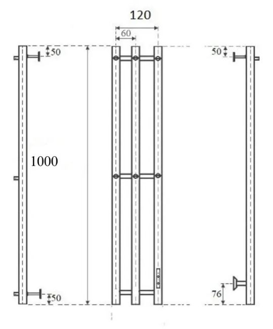 Полотенцесушитель электрический Маргроид Ferrum Inaro СНШ 100×6×12 Графит, скрытого монтажа, таймер справа (6 крючков)