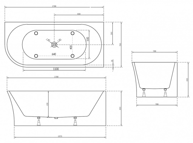 Акриловая ванна ABBER (R) белая
