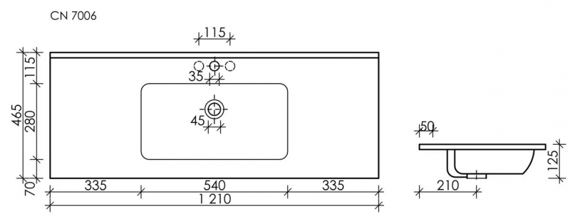 Раковина Ceramicanova Element 121*46 накладная