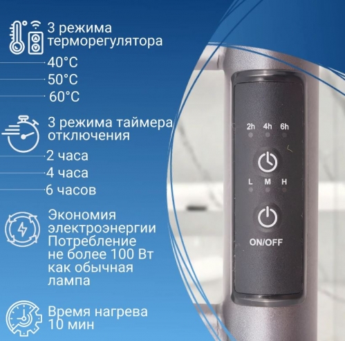 Полотенцесушитель электрический Маргроид Ferrum Inaro СНШ 100×6×12 Графит, скрытого монтажа, таймер справа (6 крючков)