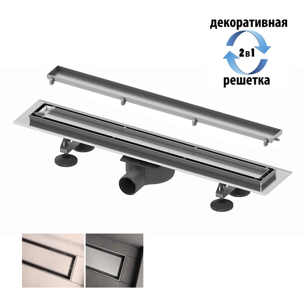 Комплект TECE TECElinus для монтажа дренажного канала 2 в 1 с основой для плитки tile и steel  с мембраной  80 см
