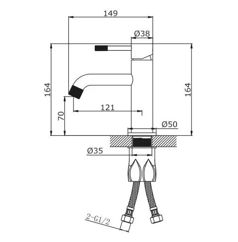 Смеситель для умывальника Vieir V40-OMODEO золото брашированное