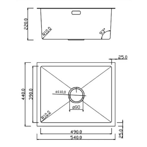 Кухонная мойка Roxen Uno 54 Satin