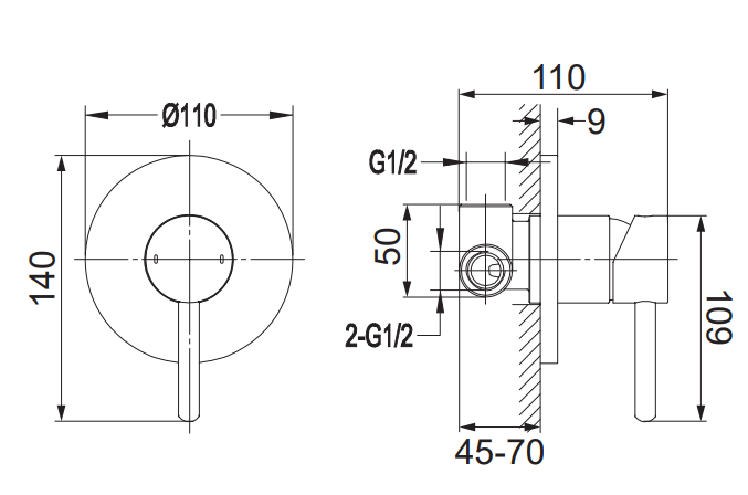 Смеситель скрытого монтажа Omnires Y для душа 1 режим