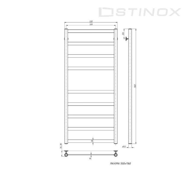 Полотенцесушитель водяной Stinox Maxima хром