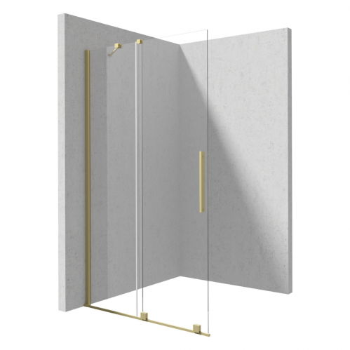 Deante Prizma Walk-In Душевая стенка раздвижная, стекло прозрачное, браш. золото