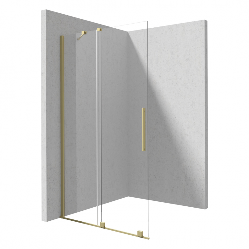 Deante Prizma Walk-In Душевая стенка раздвижная, стекло прозрачное, браш. золото