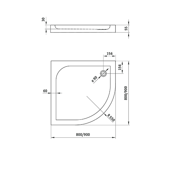Поддон полукруглый Deante Cubic