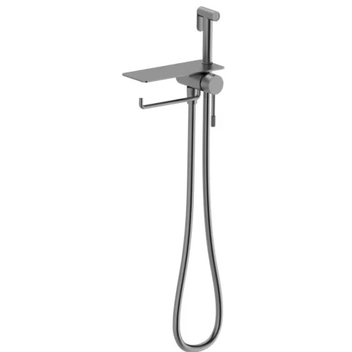 Смеситель гигиенический Vieir с полкой и держателем полотенца, графит