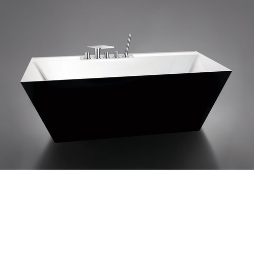 Свободностоящая акриловая ванна BelBagno, прямоугольная, цвет черный/белый