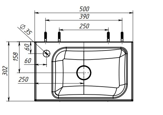 Умывальник ТЕМПО-2 ЧЕРНЫЙ 50*30 в комплекте