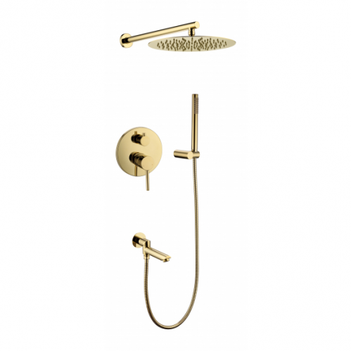 Душевая система скрытого монтажа Grocenberg с изливом, золото