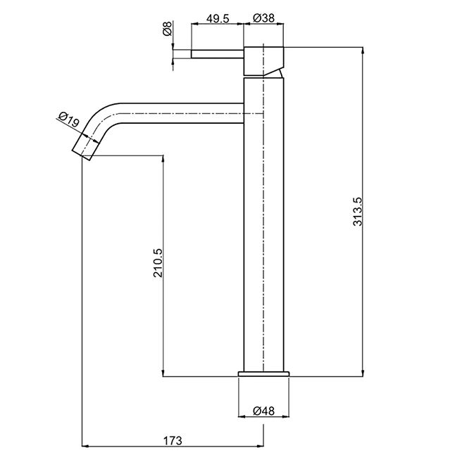 Смеситель для умывальника AQUAme Siena высокий золото брашированное