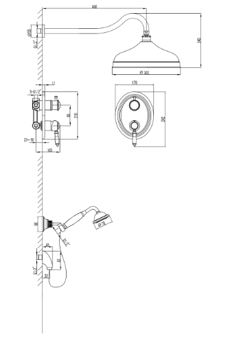 Душевая система Lemark Villa скрытого монтажа, бронза