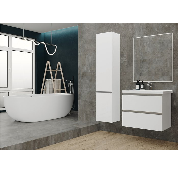 Laparet Тумба подвесная Electra с умывальником Creavit Ideal, белый глянец