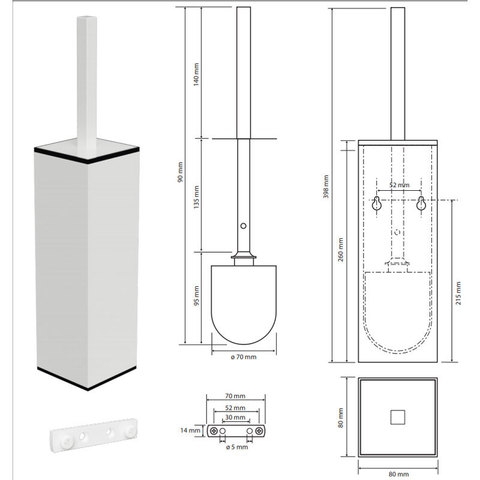 ЁРШИК BEMETA WHITE КВАДРАТНЫЙ